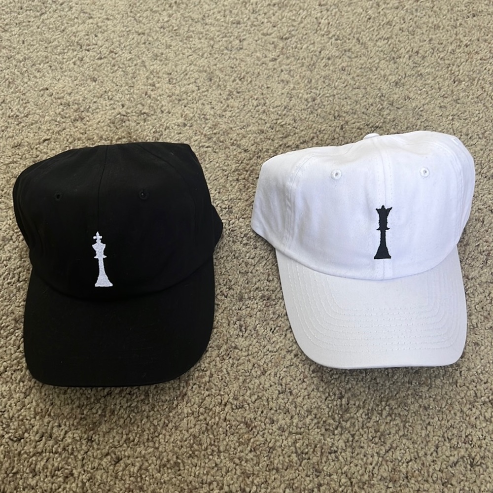 “King” (Black) & “Queen” (White) Baseball Hat SET
